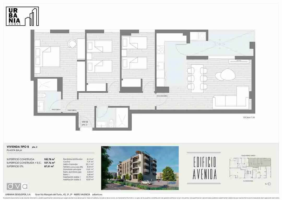 Plano de Tipo B, Edificio Avenida