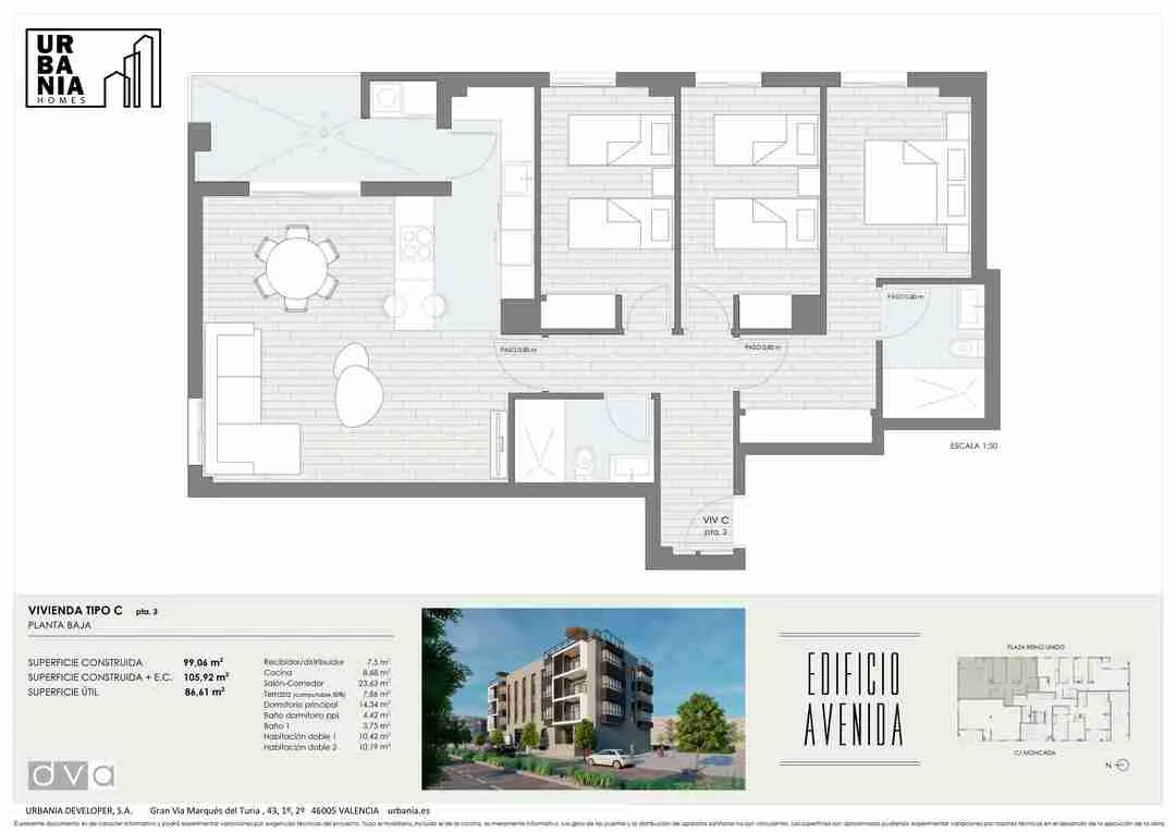 Plano de Tipo C, Edificio Avenida