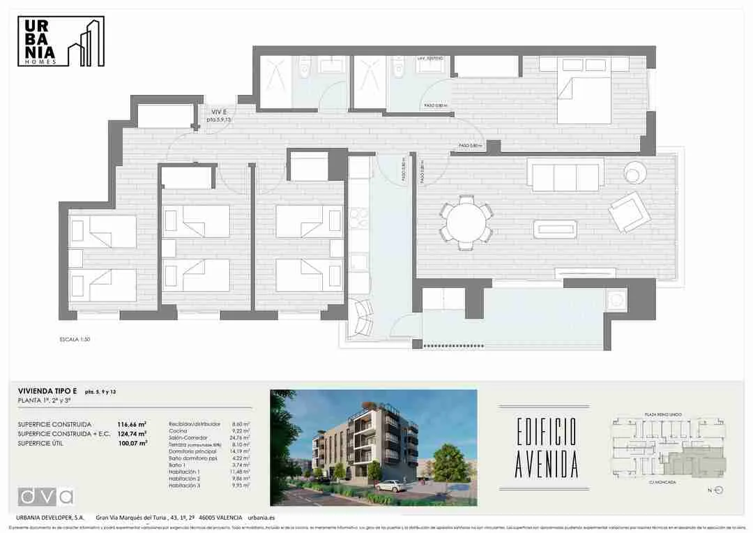 Plano de Tipo E, Edificio Avenida