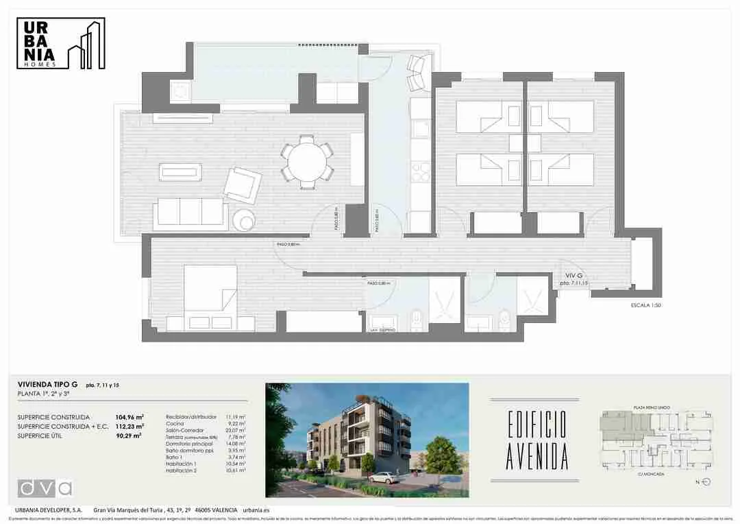 Plano de Tipo G, Edificio Avenida