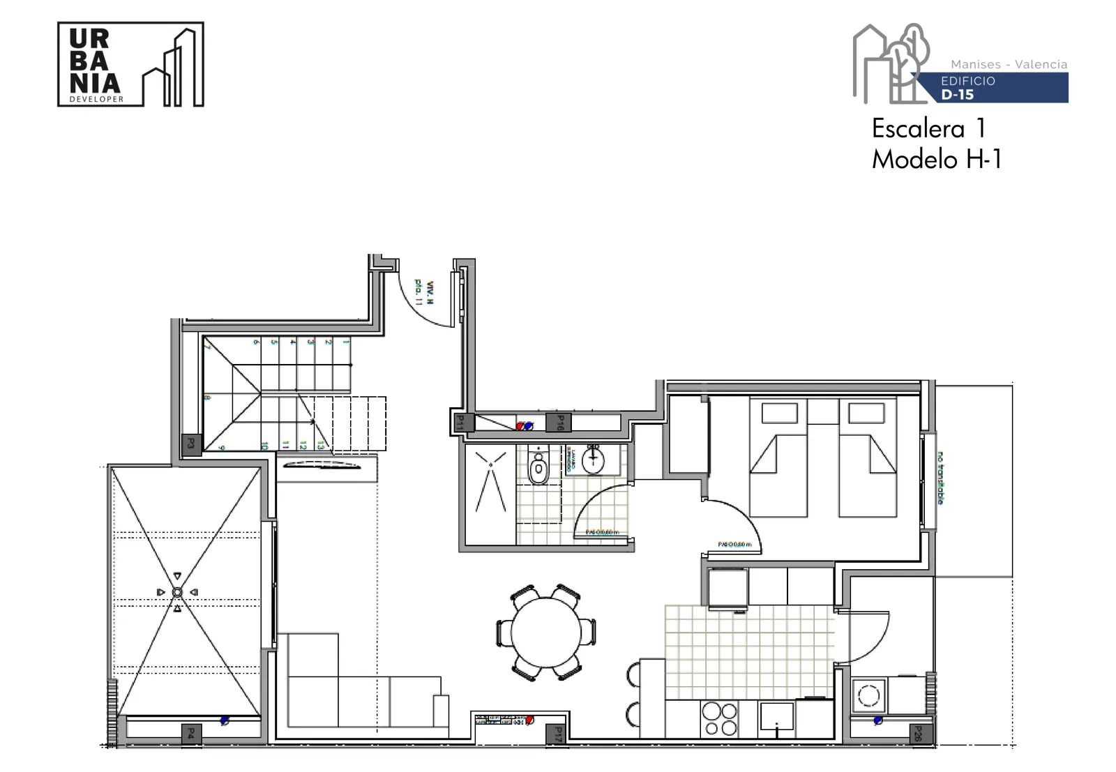 Plano de Ático Esc. 1 Modelo H, Edificio D-15