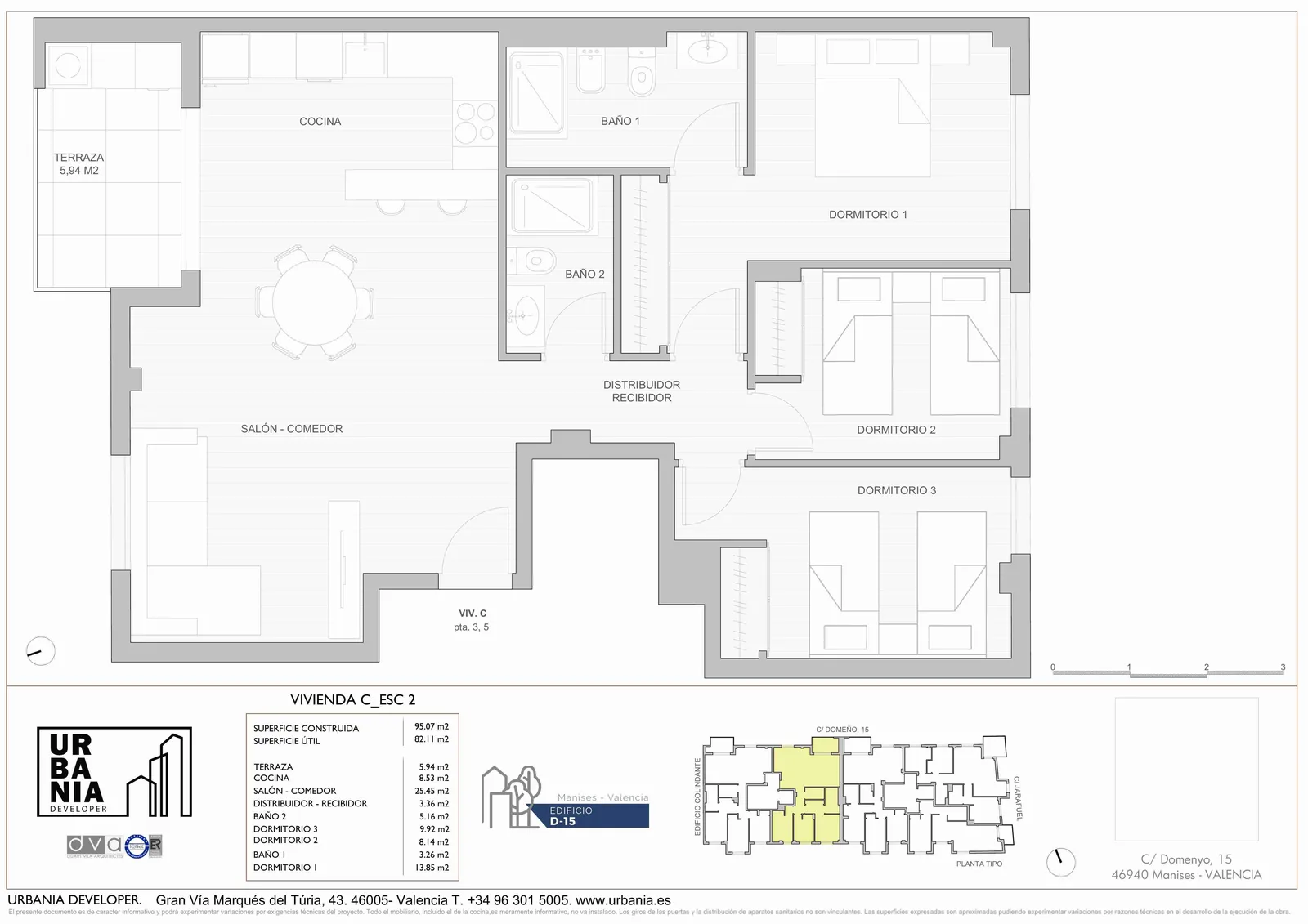 Plano de Esc. 2 Modelo C, Edificio D-15