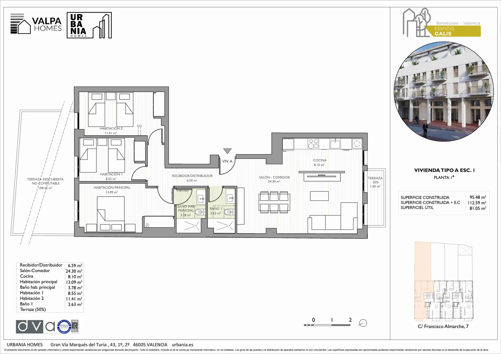 Plano de Esc. 1 A 1, Edificio Galis