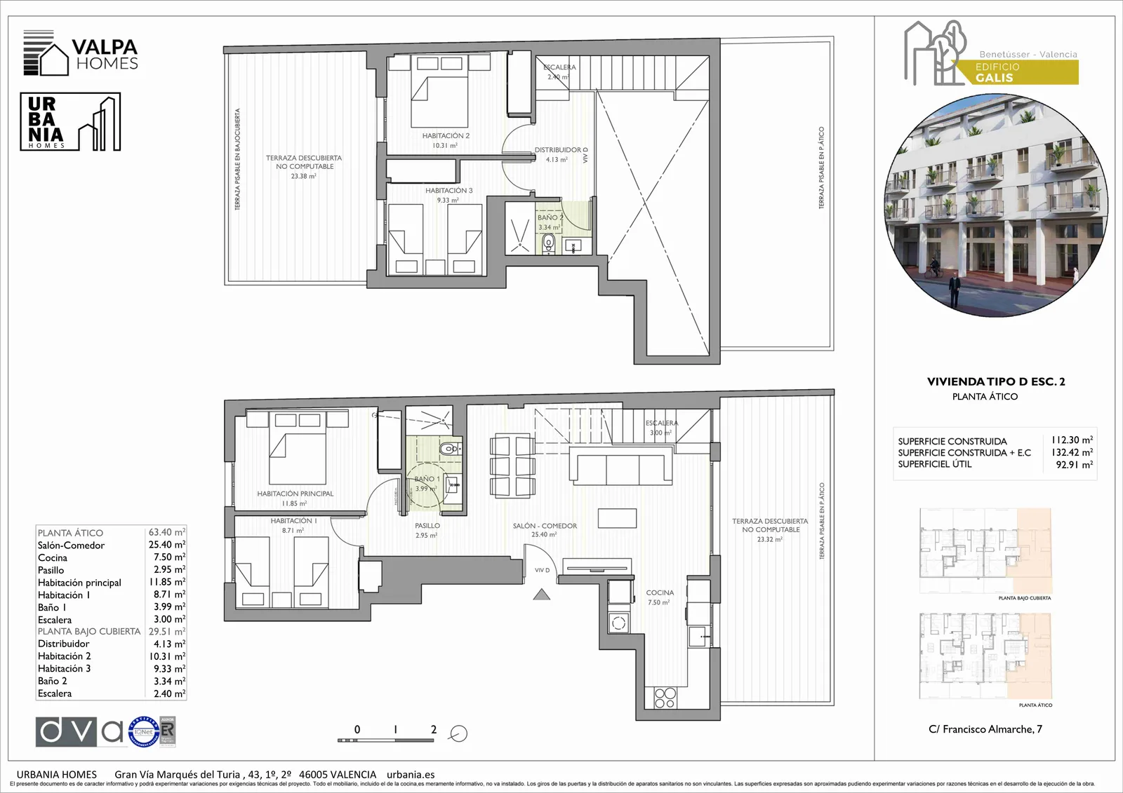 Plano de Ático Esc. 2 D, Edificio Galis