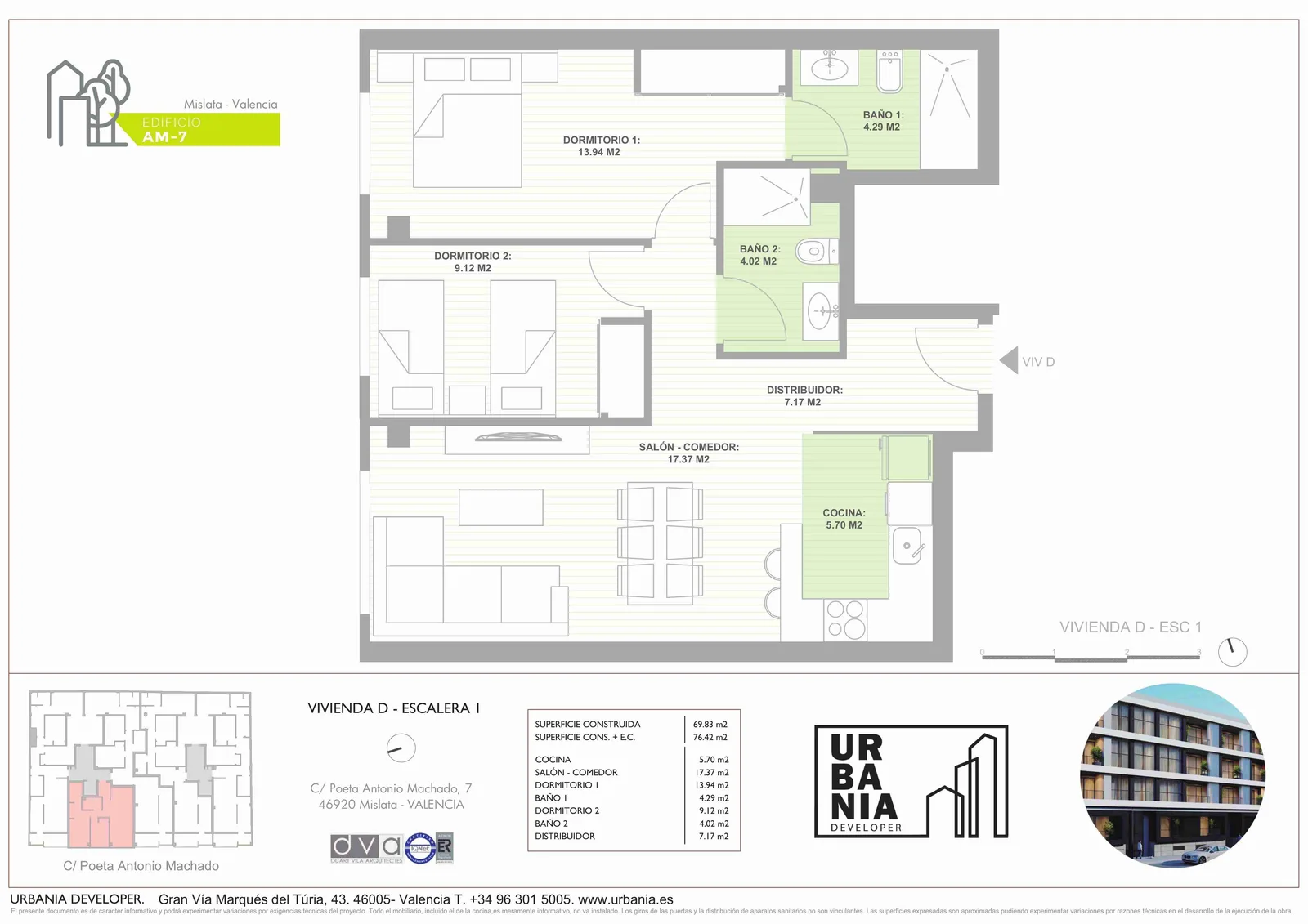 Plano de Piso D Esc. 1, Edificio AM-7