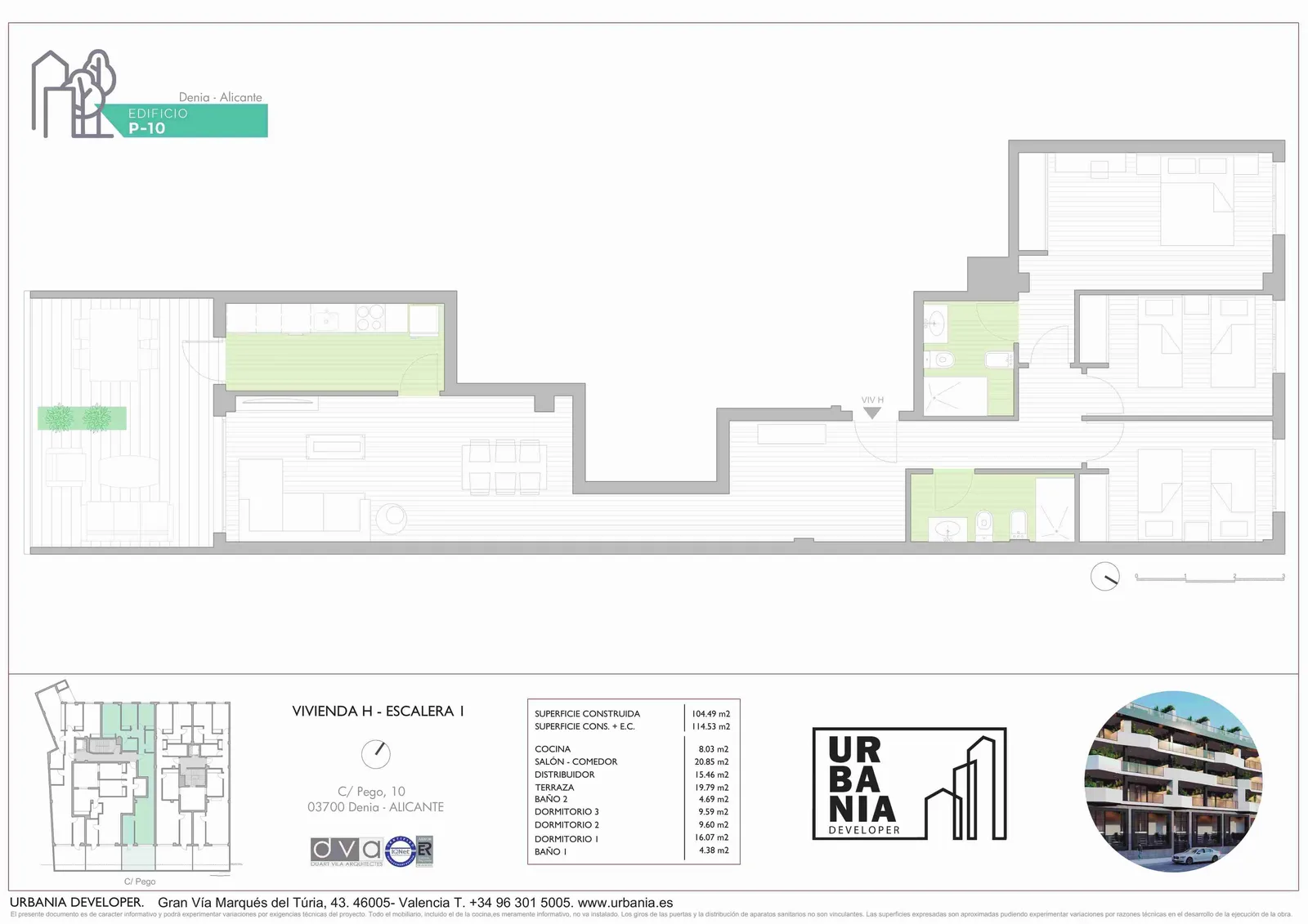 Plano de Ático Esc. 1 H, Edificio P-10