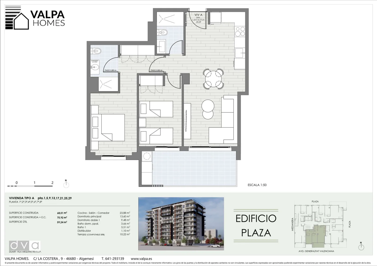 Plano de Piso 6º A, Edificio Plaza Algemesí