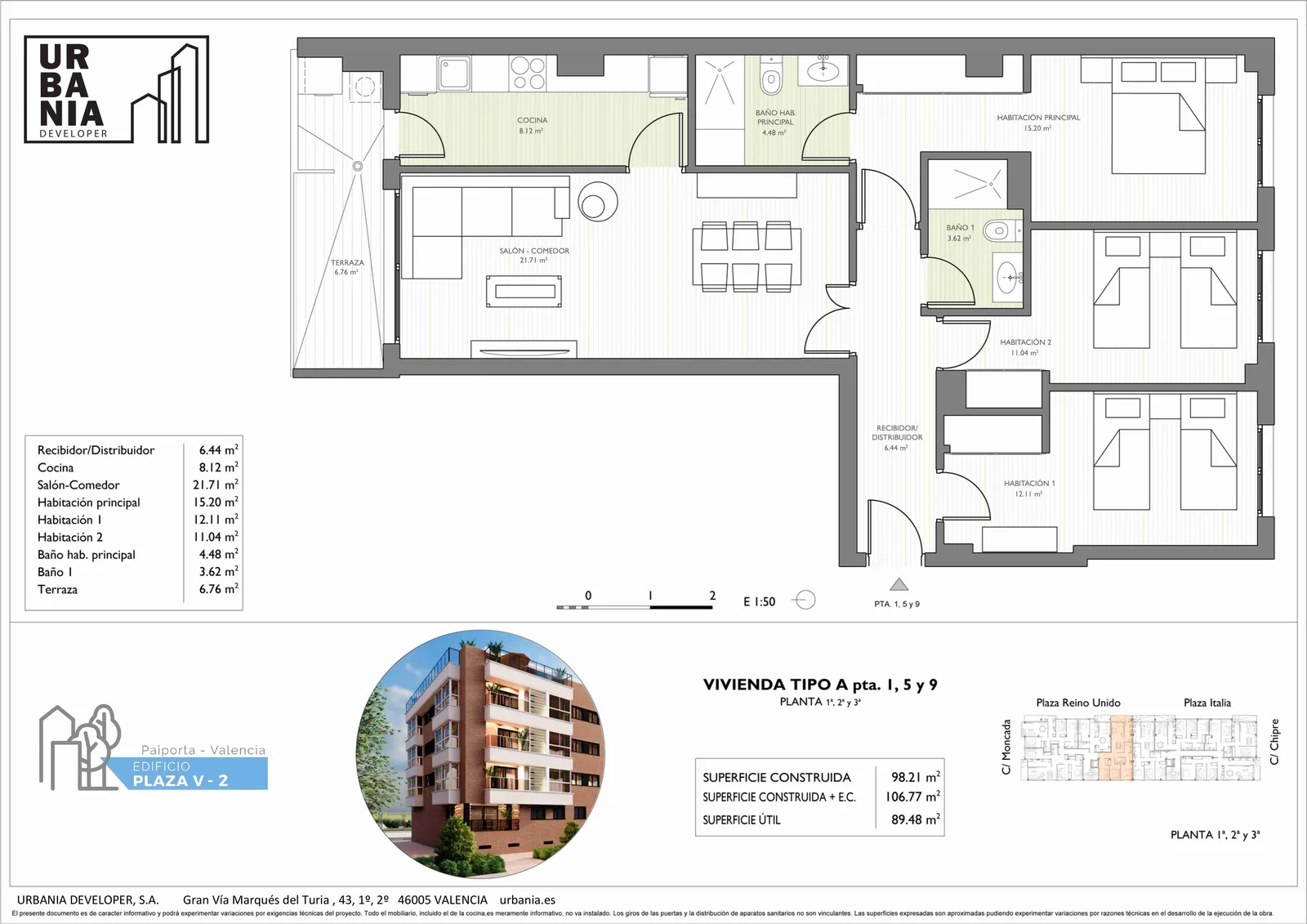 Plano de Tipo A, Edificio Plaza V Fase 2