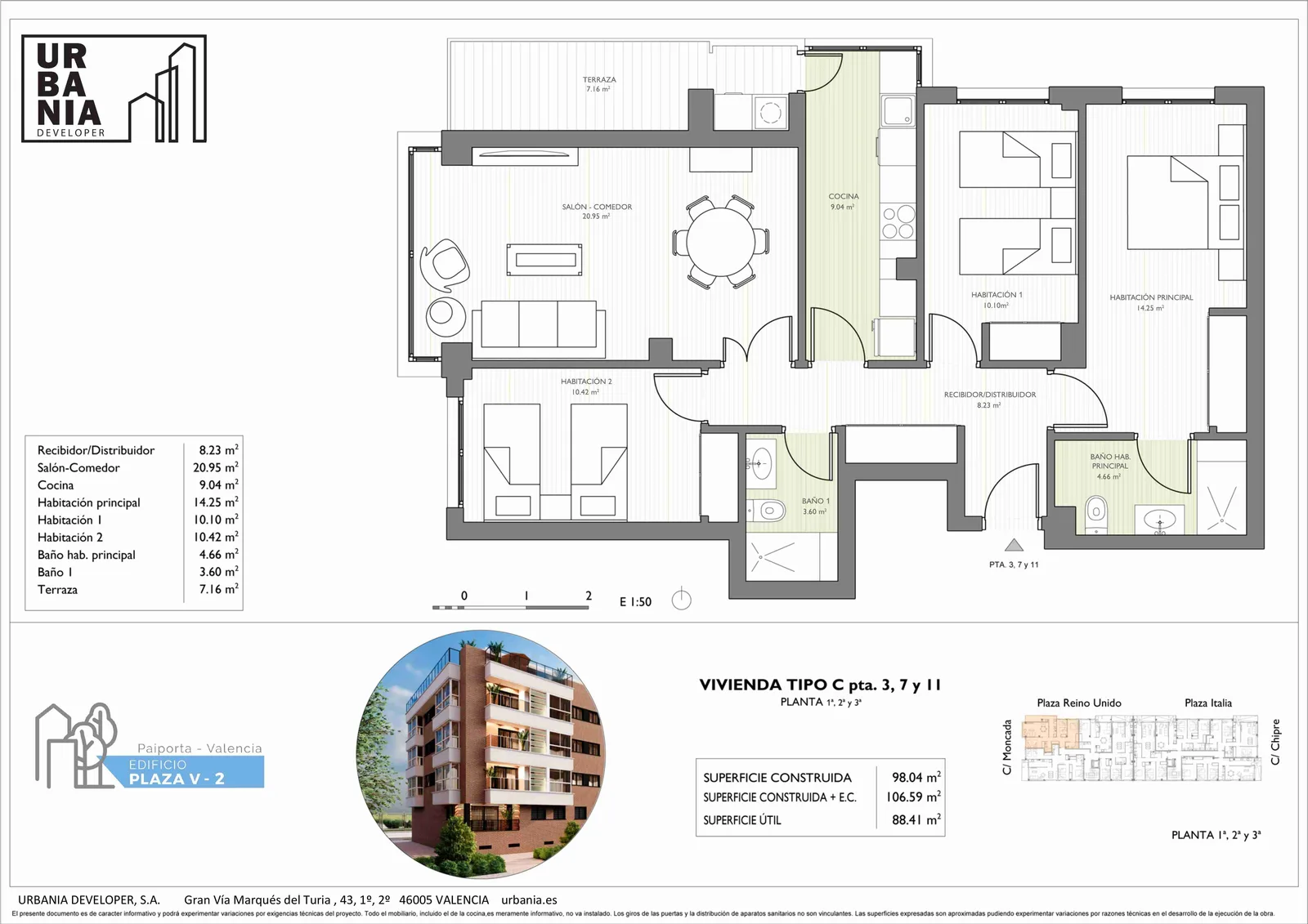 Plano de Tipo C, Edificio Plaza V Fase 2