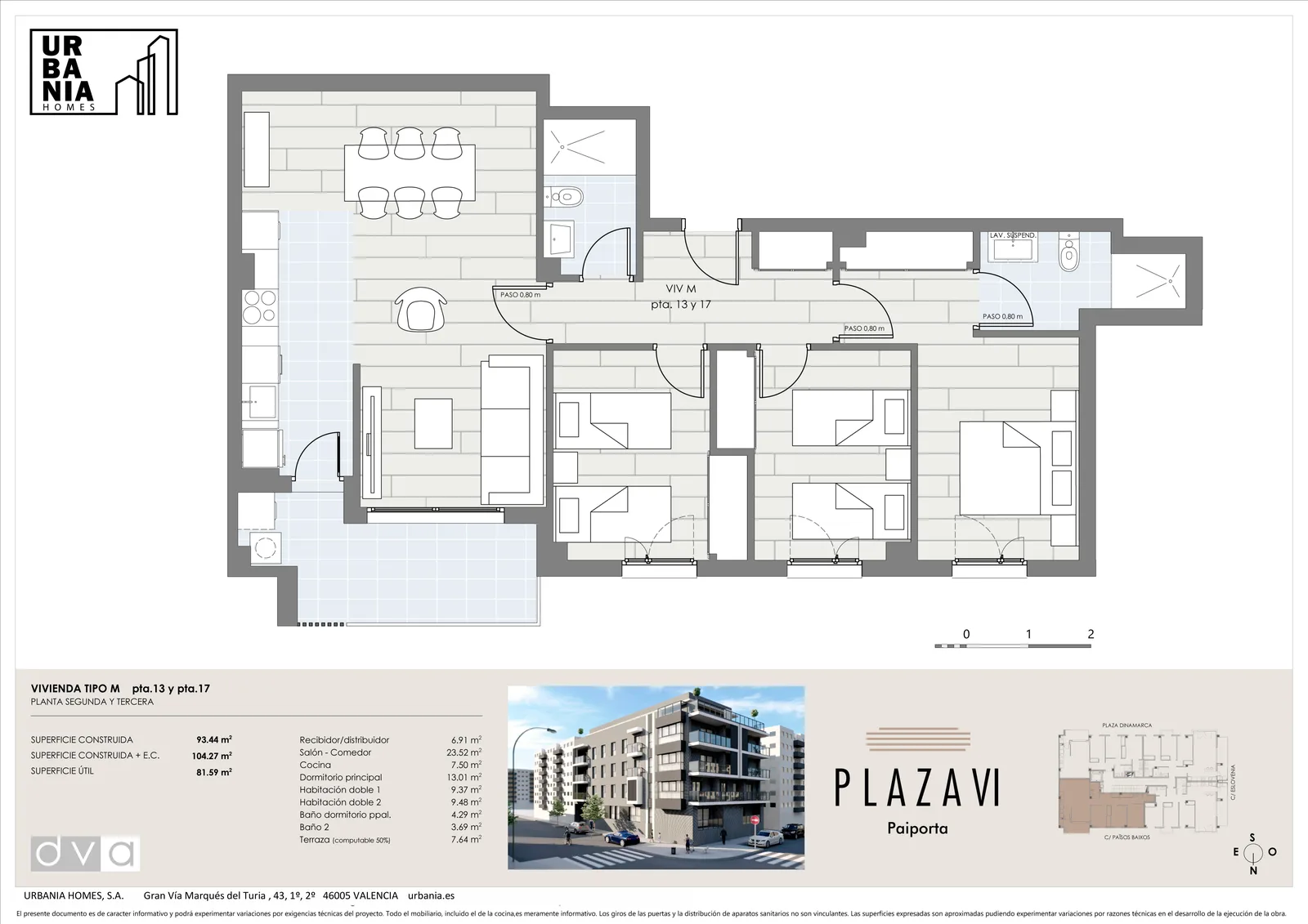 Plano de Tipo M, Edificio Plaza VI