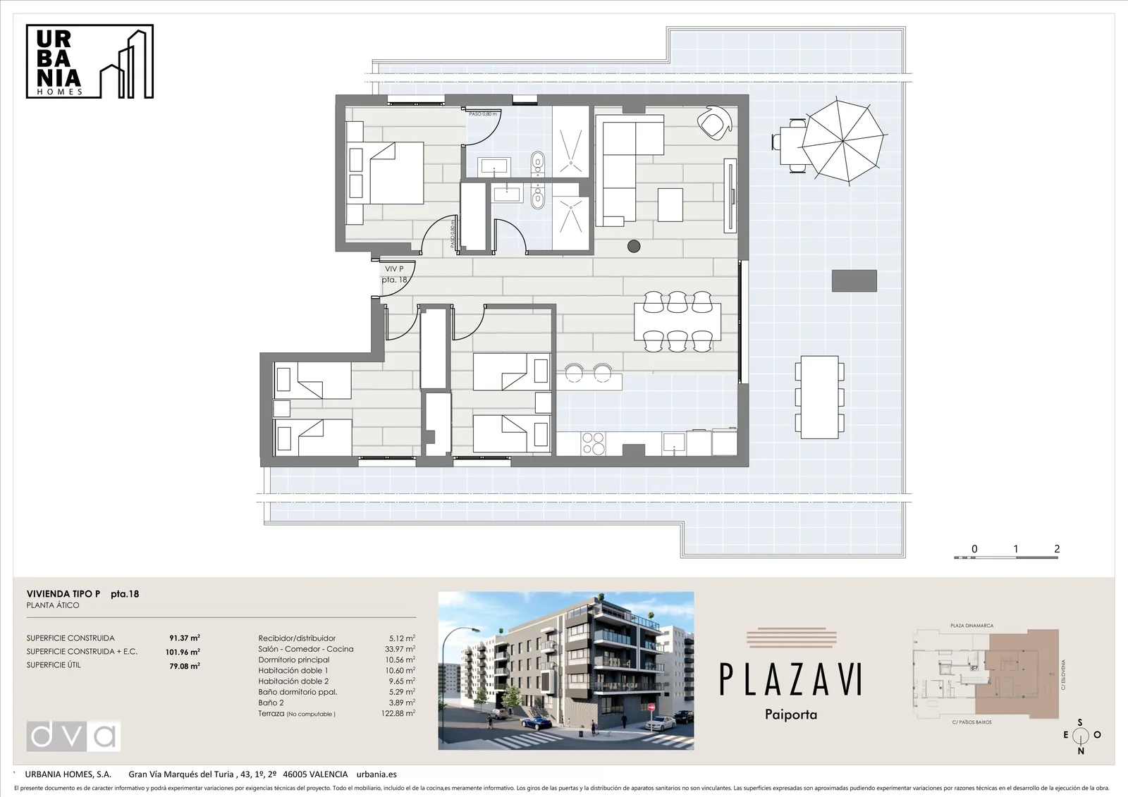 Plano de Ático P, Edificio Plaza VI