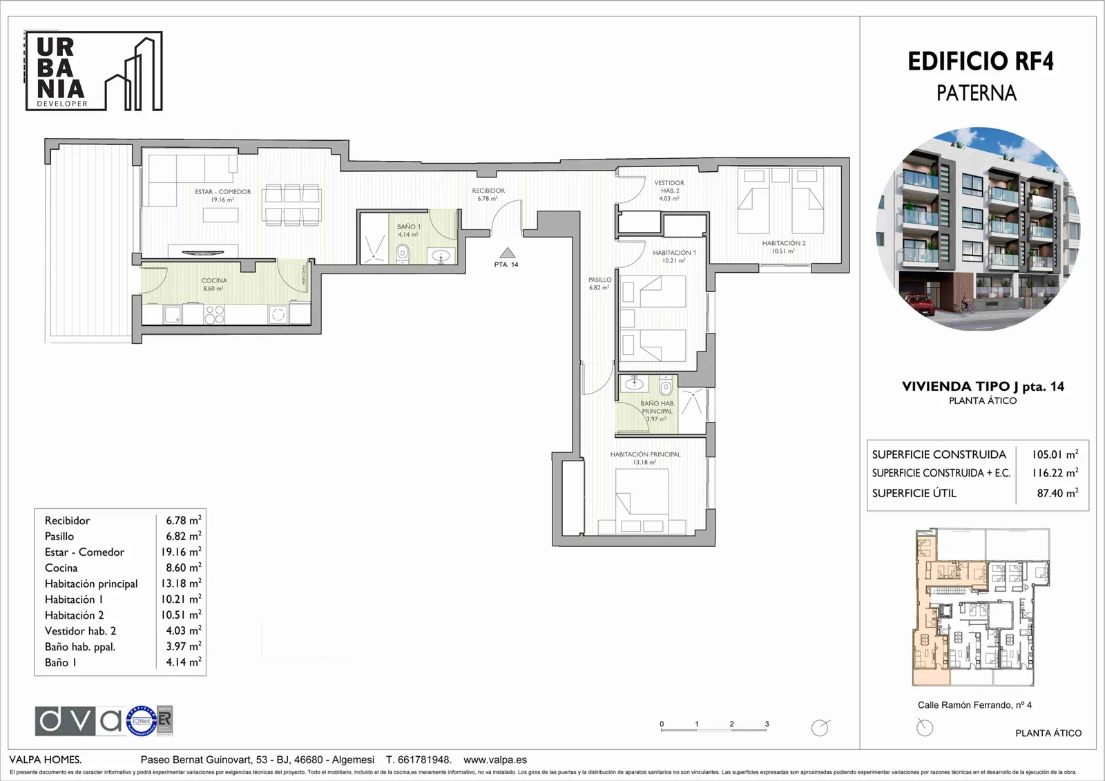 Plano de Ático J, Edificio RF-4